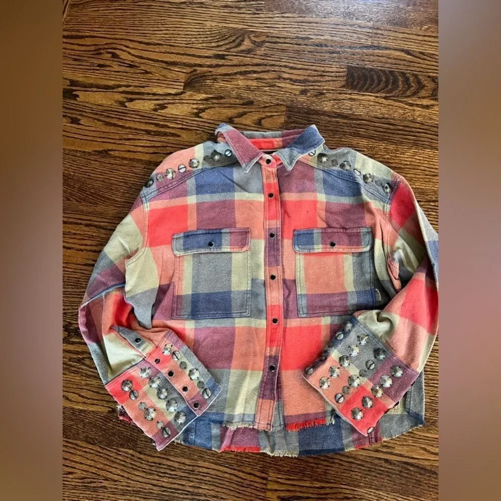 We The Free Large Free People Cowboy Look Austin Plaid Button Down Shirt - Picture 3 of 5